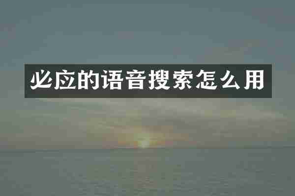 必应的语音搜索怎么用