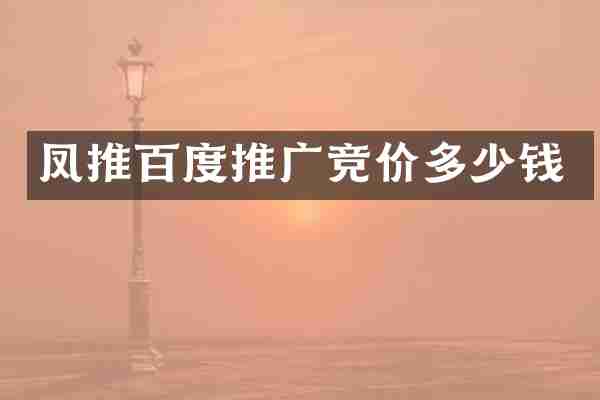 凤推百度推广竞价多少钱