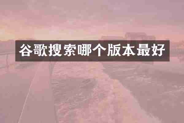 谷歌搜索哪个版本最好