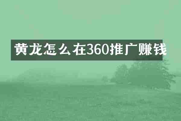 黄龙怎么在360推广赚钱