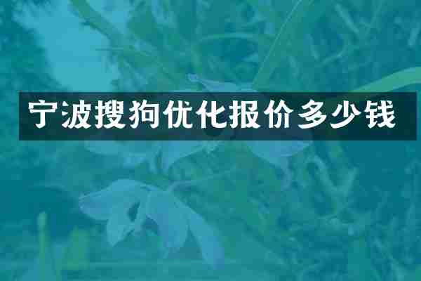 宁波搜狗优化报价多少钱