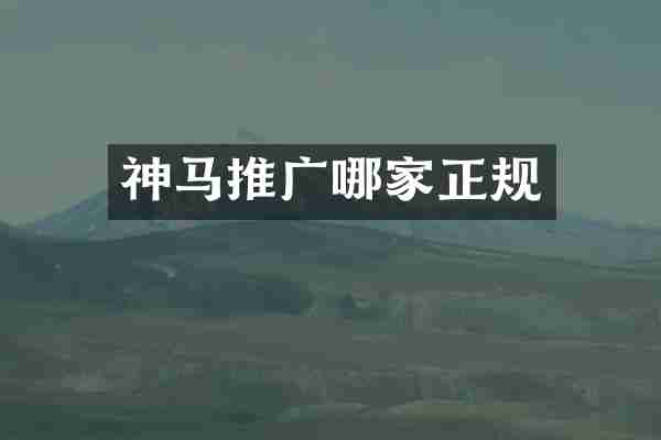 神马推广哪家正规