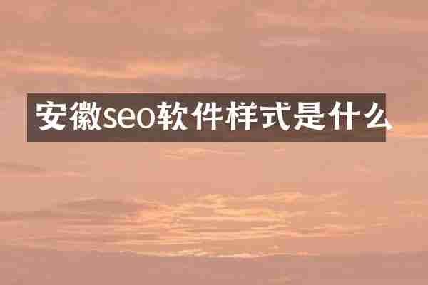 安徽seo软件样式是什么