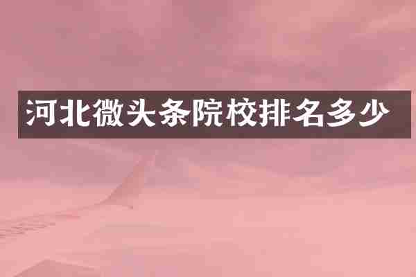河北微头条院校排名多少