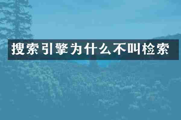 搜索引擎为什么不叫检索