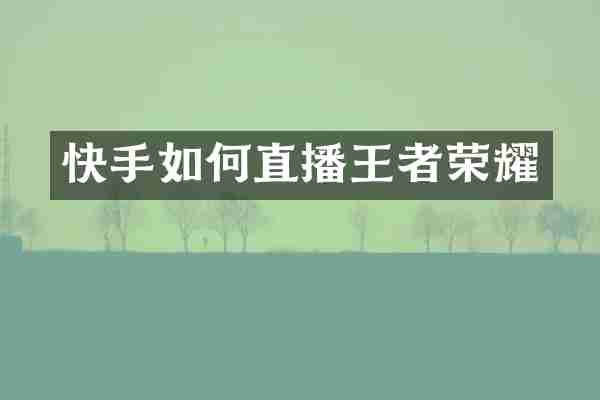 快手如何直播王者荣耀
