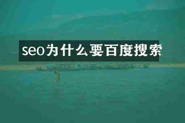 seo为什么要百度搜索