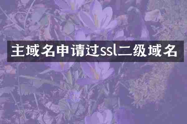 主域名申请过ssl二级域名
