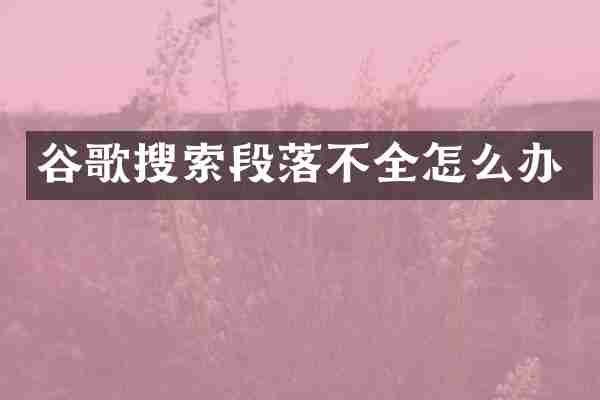 谷歌搜索段落不全怎么办