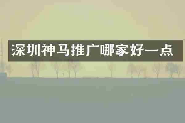 深圳神马推广哪家好一点