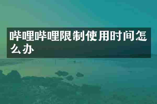 哔哩哔哩限制使用时间怎么办