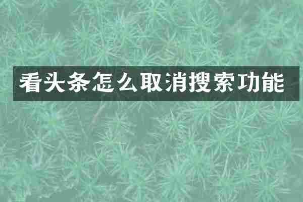 看头条怎么取消搜索功能