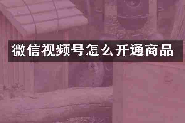 微信视频号怎么开通商品
