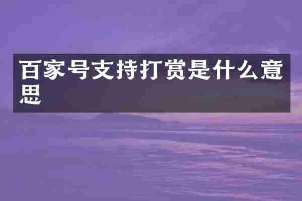 百家号支持打赏是什么意思