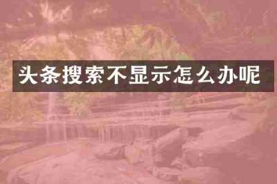 头条搜索不显示怎么办呢