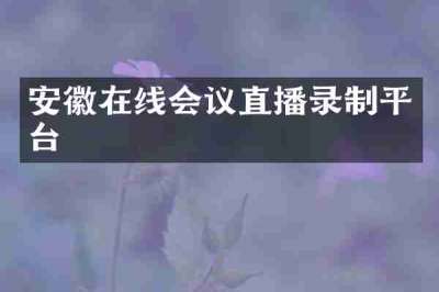 安徽在线会议直播录制平台