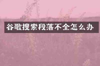 谷歌搜索段落不全怎么办
