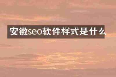 安徽seo软件样式是什么