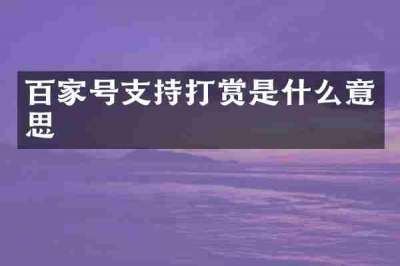 百家号支持打赏是什么意思