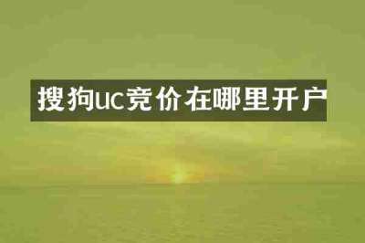 搜狗uc竞价在哪里开户