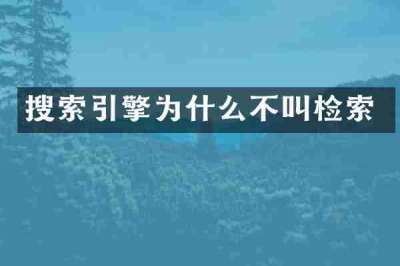 搜索引擎为什么不叫检索