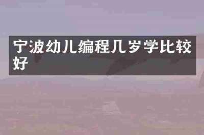 宁波幼儿编程几岁学比较好