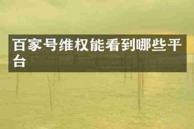 百家号维权能看到哪些平台