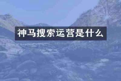 神马搜索运营是什么