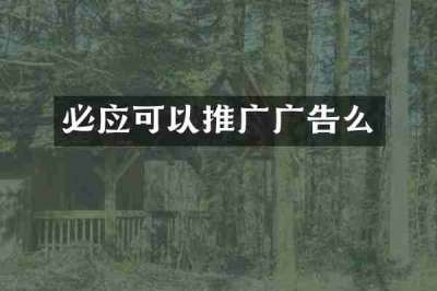 必应可以推广广告么