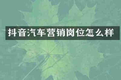抖音汽车营销岗位怎么样