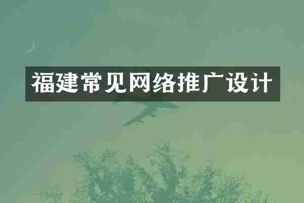 福建常见网络推广设计