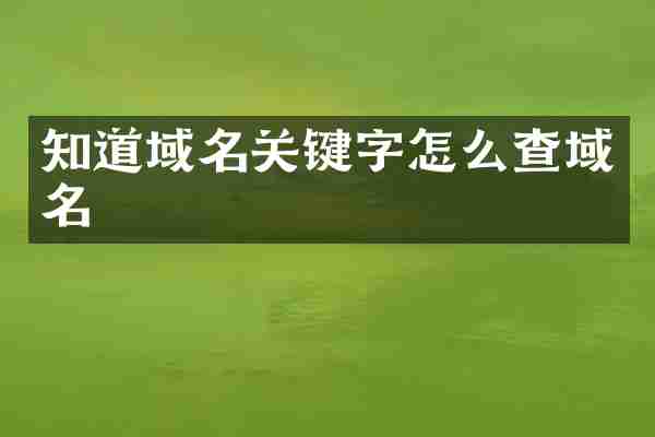 知道域名关键字怎么查域名