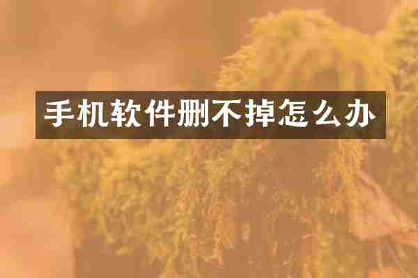 手机软件删不掉怎么办