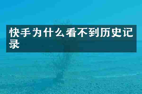快手为什么看不到历史记录