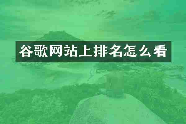 谷歌网站上排名怎么看