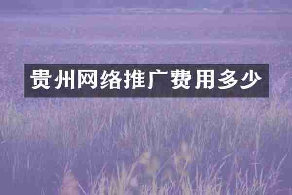 贵州网络推广费用多少