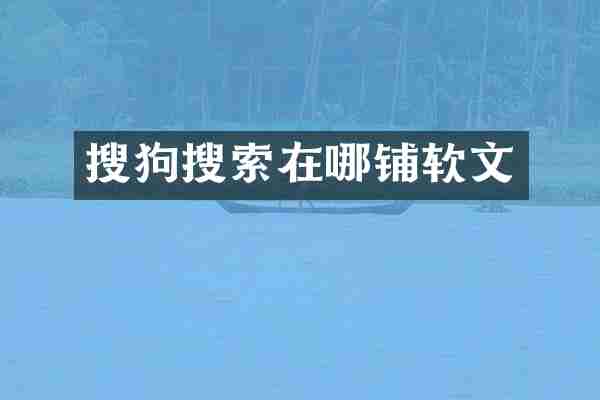 搜狗搜索在哪铺软文