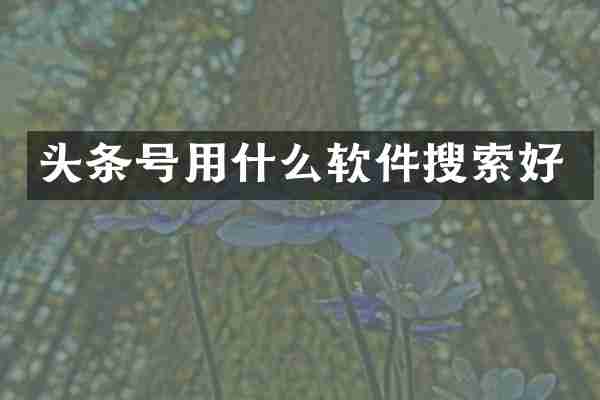 头条号用什么软件搜索好