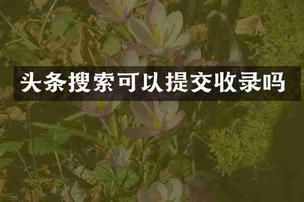 头条搜索可以提交收录吗