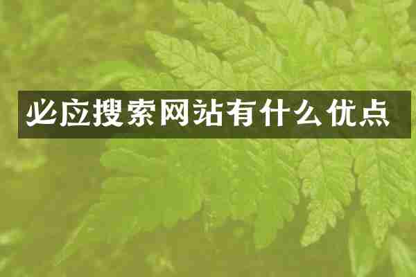 必应搜索网站有什么优点