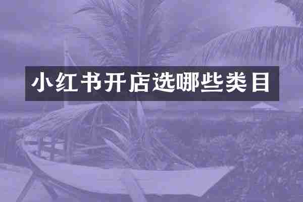 小红书开店选哪些类目