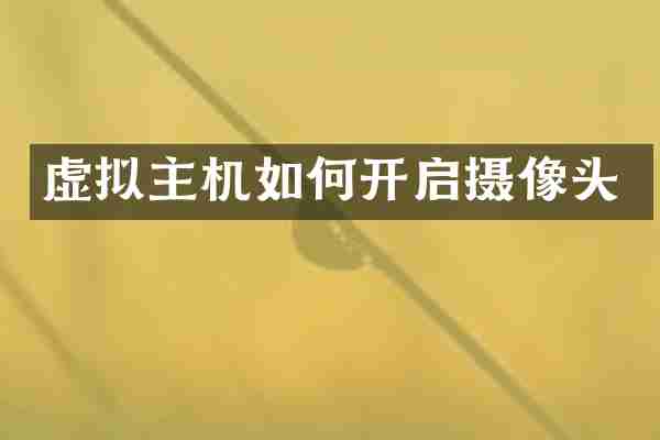虚拟主机如何开启摄像头