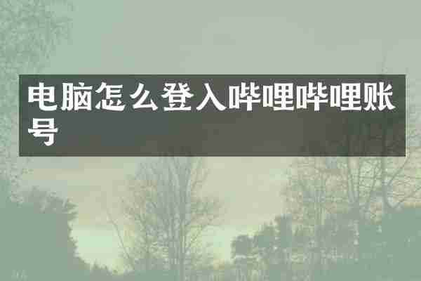 电脑怎么登入哔哩哔哩账号