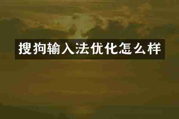 搜狗输入法优化怎么样