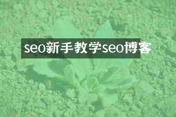 seo新手教学seo博客