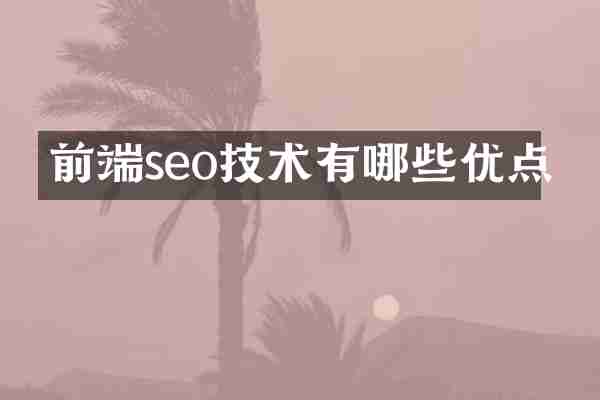 前端seo技术有哪些优点