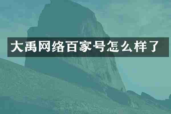 大禹网络百家号怎么样了