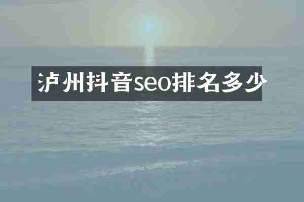 泸州抖音seo排名多少