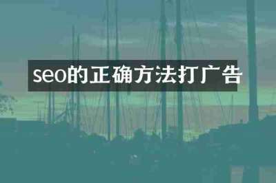 seo的正确方法打广告