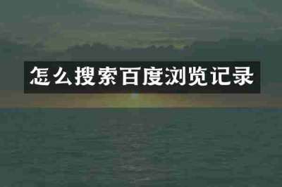 怎么搜索百度浏览记录